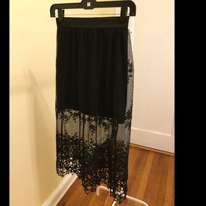 Black laced midi skirt
